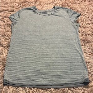 Athleta Girl Striped Back Mesh Seam Shirt